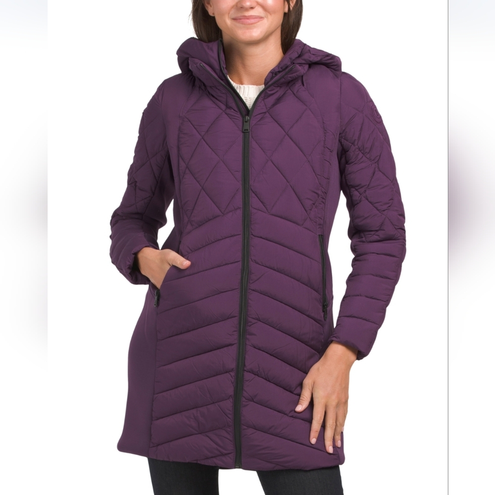 Bernardo Women's Purple Mix Media Puffer Jacket